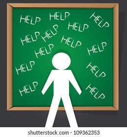 Help sign on blackboard background,Vector