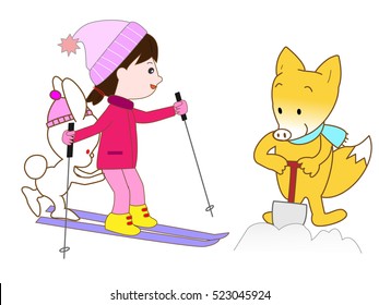 The help of the ski of the animal.