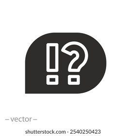 help social speak, faq icon, inquiry why, uncertainty or curious, answer why and who, flat vector illustration