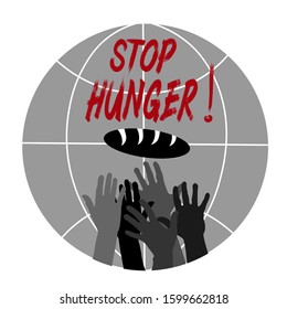 help and solidarity. stop hunger stamp text.  Malnutrition or Starvation vector illustration. EPS 10.
