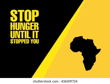 help and solidarity. stop hunger stamp text. Vector sign hunger in Africa Vector conceptual illustration - Poster stop hunger. hunger strike sign. illustration of no hunger abstract concept background