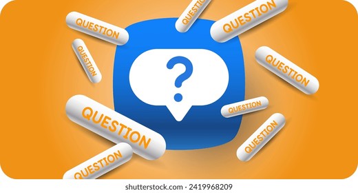 Help in solving the problem. A poster with question mark. A question that needs an answer. Elements for transmitting information. Modern graphics for design.