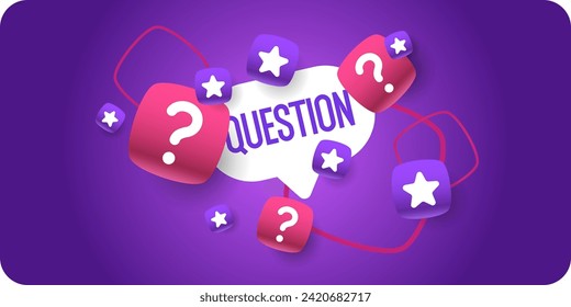 Help in solving the problem. A poster with question marks. A question that needs an answer. Elements for transmitting information. Modern graphics for design.