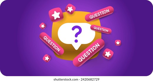 Help in solving the problem. A poster with question mark. A question that needs an answer. Elements for transmitting information. Modern graphics for design.