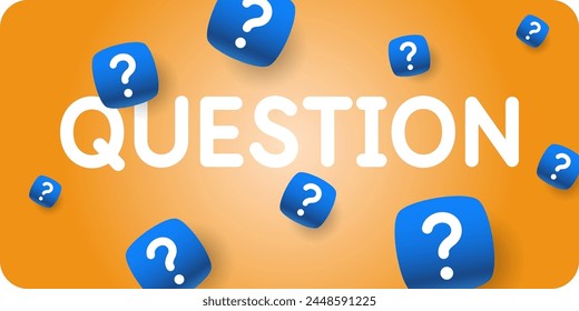 Help in solving the problem. A poster with question marks. A question that needs an answer. Elements for transmitting information. Modern graphics for design.