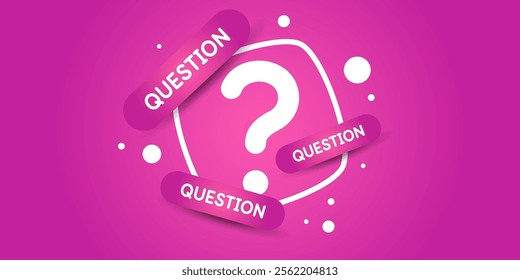 Help in solving the problem. A poster with question marks. A question that needs an answer. Elements for transmitting information. Modern graphics for design.