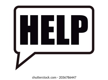 Help speech bubble icon on white background.