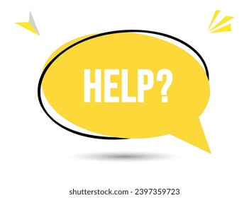 Help speech bubble text. Hi There on bright color for Sticker, Banner and Poster. vector illustration.