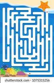 Help starfish back to the underwater. Maze game for kids