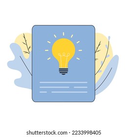 Help suggestion as quick tips icon badge. Top tips advice note icon. Idea bulb education tricks. Flat cartoon style. Vector illustration