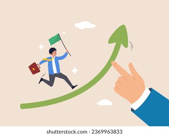 Help or support concept. Career growth or increase productivity, motivation for success career development, increase revenue, income or profit, businessman hand help push arrow rising up for success.