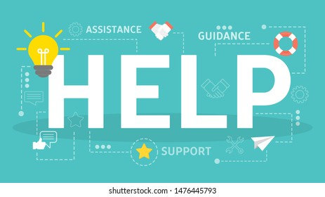 Help and support concept. Idea of customer service. Help people with problems. Providing customer with valuable information. Flat vector illustration