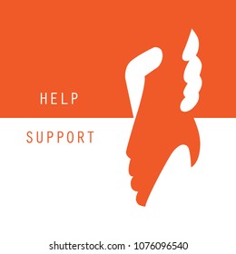 Help And Support Hands Holding Together Vector Graphic Design Background.