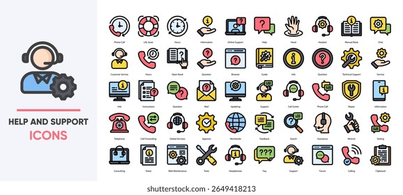 Help and Support icon set collection, for your website, mobile, presentation, and logo design. Vector graphics illustration.