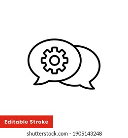 Help and support icon. Simple line style for web template and app. Call center, assist, service, contact, phone, computer, info, vector illustration design on white background. Editable stroke EPS 10