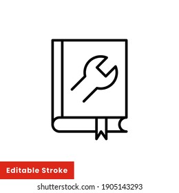 Help and support icon. Simple line style for web template and app. Call center, assist, service, contact, phone, computer, info, vector illustration design on white background. Editable stroke EPS 10
