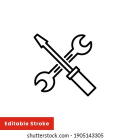 Help and support icon. Simple line style for web template and app. Call center, assist, service, contact, phone, computer, info, vector illustration design on white background. Editable stroke EPS 10