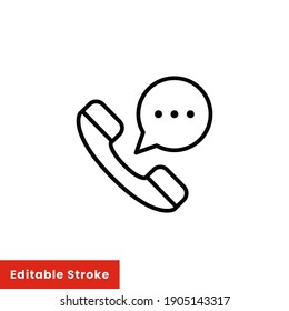Help and support icon. Simple line style for web template and app. Call center, assist, service, contact, phone, computer, info, vector illustration design on white background. Editable stroke EPS 10