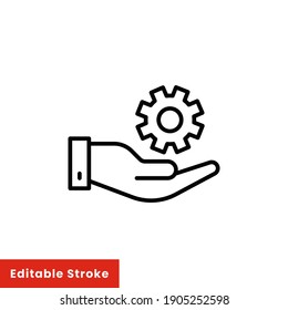 Help and support icon. Simple line style for web template and app. Call center, assist, service, contact, phone, computer, info, vector illustration design on white background. Editable stroke EPS 10