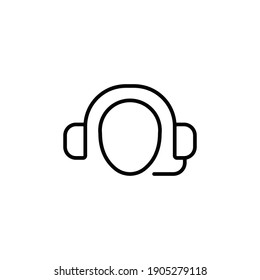 Help and support icon. Simple line style for web template and app. Call center, assist, service, contact, phone, computer, info, vector illustration design on white background. EPS 10