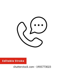 Help and support icon. Simple line style for web template and app. Call center, assist, service, contact, phone, computer, info, vector illustration design on white background. Editable stroke EPS 10