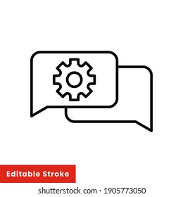 Help and support icon. Simple line style for web template and app. Call center, assist, service, contact, phone, computer, info, vector illustration design on white background. Editable stroke EPS 10