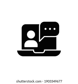 Help and support icon. Simple solid style for web template and app. Call center, assist, service, contact, phone, computer, info, vector illustration design on white background. EPS 10