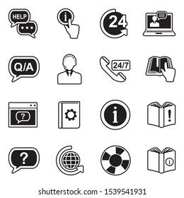 Help And Support Icons. Line With Fill Design. Vector Illustration.