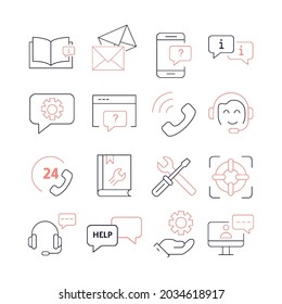 Help and support icons set. Help and support  pack symbol vector elements for infographic web