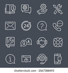 Help and support icons set. Help and support pack symbol vector elements for infographic web