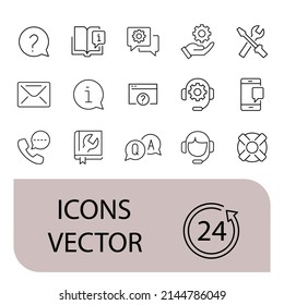 Help and support icons set . Help and support pack symbol vector elements for infographic web