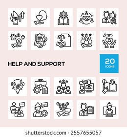 Help And Support Line Icon Collection