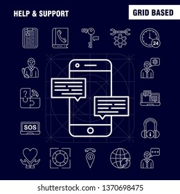 Help And Support Line Icon for Web, Print and Mobile UX/UI Kit. Such as: Setting, Gear, Seo, Mobile, Information, Setting, Seo, Board, Pictogram Pack. - Vector