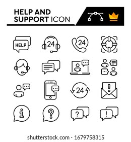 Help and Support line icons set. Editable Stroke