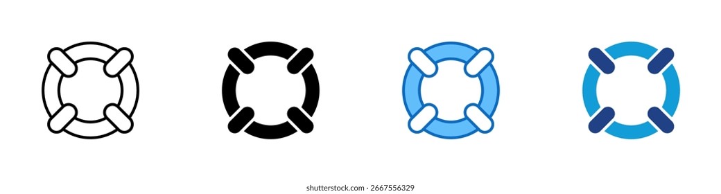 Help Support Multiple Style Icon Design Vector - Lifebuoy symbolizing help, customer support, or emergency assistance