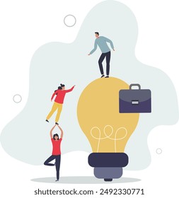 Help support team to success together, teamwork partnership to collaboration, leadership or manager to help employee reaching goal concept.flat design.illustration with people.