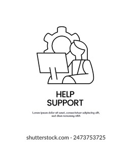 help support thin outline icon vector design good for web and mobile app