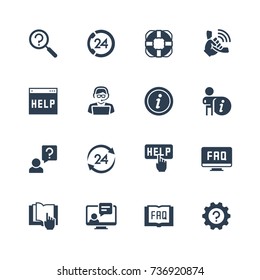 Help and support vector icon set in glyph style