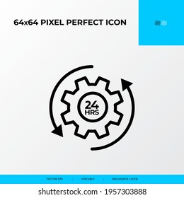 Help and Support vector line icon style. 24 hours technical support. 64x64 Pixel perfect icon.