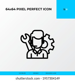 Help and Support vector line icon style. Technical support Service 64x64 Pixel perfect icon.