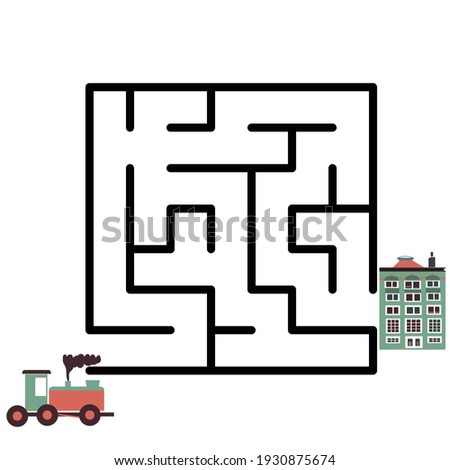 Help the train find his way to the station. Vector maze for kids and toddlers, easy printable for 3-5 year old. Fun home activity