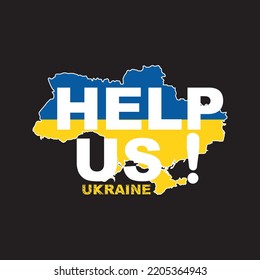 Helfen Sie der Ukraine bei der Bekämpfung des Krieges. Vektorgrafik-Design mit Ukraine-Kartenelementen.