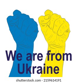 Help Ukraine. Hands Ukrainian national colors. Anti-war creative concept lettering in english