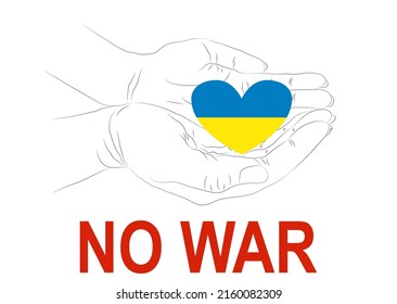 Helfen Sie der Ukraine! Hände Ukrainische Nationalfarben. Kritiker-Kritiker schreiben auf Englisch