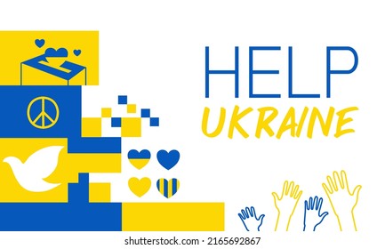 Help Ukraine typography design with pray for Ukraine and donation concept illustration design in flat style for banner, poster, website head etc.