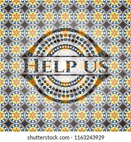 Help us arabesque emblem background. arabic decoration.