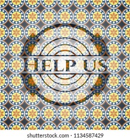 Help us arabesque style emblem. arabic decoration.