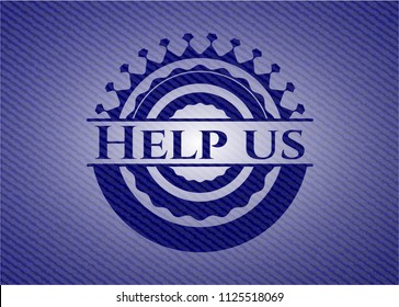 Help us emblem with jean texture