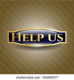 Help us gold badge or emblem