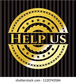 Help us gold shiny badge